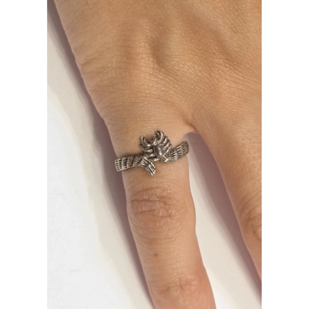 Vintage Sterling Silver Scorpion Pinky Ring Size 4 Adjustable
